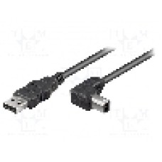 Cablu USB A mufa, USB B mufa in unghi, USB 2.0, lungime 1m, negru, Goobay - 93017