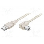 Cablu USB A mufa, USB B mufa in unghi, USB 2.0, lungime 1m, transparent, Goobay - 93576