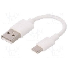 Cablu USB A mufa, USB C mufa, USB 2.0, lungime 0.1m, alb, Goobay - 38677