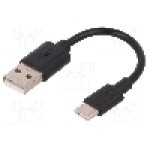 Cablu USB A mufa, USB C mufa, USB 2.0, lungime 0.1m, negru, Goobay - 38675