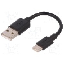 Cablu USB A mufa, USB C mufa, USB 2.0, lungime 0.1m, negru, Goobay - 38675