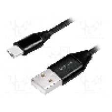 Cablu USB A mufa, USB C mufa, USB 2.0, lungime 0.3m, negru, LOGILINK - CU0139