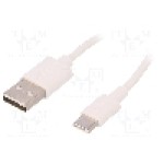 Cablu USB A mufa, USB C mufa, USB 2.0, lungime 0.5m, alb, Goobay - 59126