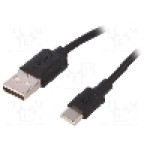 Cablu USB A mufa, USB C mufa, USB 2.0, lungime 0.5m, negru, Goobay - 59118