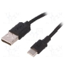 Cablu USB A mufa, USB C mufa, USB 2.0, lungime 0.5m, negru, Goobay - 59118