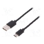 Cablu USB A mufa, USB C mufa, USB 2.0, lungime 1.8m, negru, ASSMANN - AK-300136-018-S