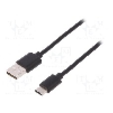 Cablu USB A mufa, USB C mufa, USB 2.0, lungime 1.8m, negru, ASSMANN - AK-300136-018-S