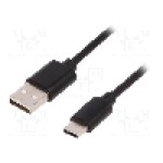 Cablu USB A mufa, USB C mufa, USB 2.0, lungime 1.8m, negru, EDNET - 84311
