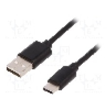 Cablu USB A mufa, USB C mufa, USB 2.0, lungime 1.8m, negru, EDNET - 84311
