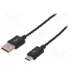 Cablu USB A mufa, USB C mufa, USB 2.0, lungime 1m, negru, Goobay - 45735