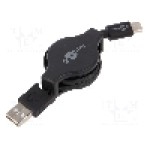 Cablu USB A mufa, USB C mufa, USB 2.0, lungime 1m, negru, Goobay - 45743