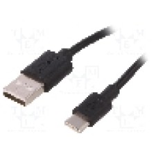 Cablu USB A mufa, USB C mufa, USB 2.0, lungime 2m, negru, Goobay - 59122