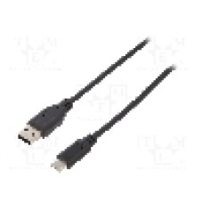 Cablu USB A mufa, USB C mufa, USB 2.0, lungime 500mm, negru, Goobay - 55467