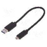 Cablu USB A mufa, USB C mufa, USB 3.0, lungime 0.25m, {{Culoare izolaţie}}, QOLTEC - 50420