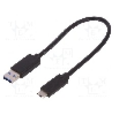 Cablu USB A mufa, USB C mufa, USB 3.0, lungime 0.25m, {{Culoare izolaţie}}, QOLTEC - 50420