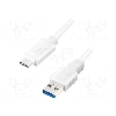 Cablu USB A mufa, USB C mufa, USB 3.0, lungime 0.5m, alb, LOGILINK - CU0173