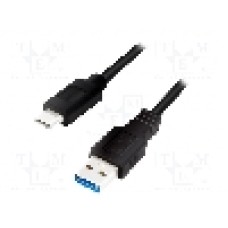 Cablu USB A mufa, USB C mufa, USB 3.0, lungime 2m, negru, LOGILINK - CU0170