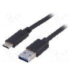 Cablu USB A mufa, USB C mufa, USB 3.1, lungime 1m, negru, AKYGA - AK-USB-15