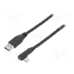 Cablu USB A mufa, USB C mufa in unghi, USB 1.1, USB 2.0, USB 3.0, lungime 1.5m, negru, Goobay - 66502