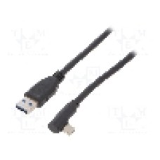 Cablu USB A mufa, USB C mufa in unghi, USB 1.1, USB 2.0, USB 3.0, lungime 1m, negru, Goobay - 66501