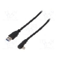 Cablu USB A mufa, USB C mufa in unghi, USB 1.1, USB 2.0, USB 3.0, lungime 2m, negru, Goobay - 66503