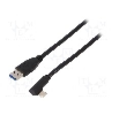 Cablu USB A mufa, USB C mufa in unghi, USB 1.1, USB 2.0, USB 3.0, lungime 3m, negru, Goobay - 66504