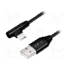 Cablu USB A mufa, USB C mufa in unghi, USB 2.0, lungime 0.3m, negru, LOGILINK - CU0137