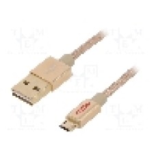 Cablu USB A mufa easy, USB B micro mufa reversibila, USB 2.0, lungime 1m, aurie, EDNET - 31054