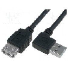Cablu USB A mufa in unghi, USB A soclu, USB 2.0, lungime 1.8m, negru, BQ CABLE - CAB-USB2AAF/2-K