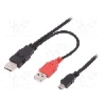 Cablu USB A mufa x2, USB B mini mufa, USB 2.0, lungime 1m, negru, ASSMANN - AK-300113-010-S