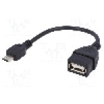 Cablu USB A soclu, USB B micro mufa, OTG, USB 2.0, lungime 0.15m, negru, AKYGA - AK-AD-09
