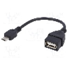 Cablu USB A soclu, USB B micro mufa, OTG, USB 2.0, lungime 0.15m, negru, AKYGA - AK-AD-09