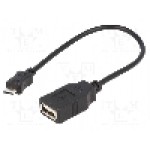 Cablu USB A soclu, USB B micro mufa, OTG, USB 2.0, lungime 0.2m, negru, ASSMANN - AK-300309-002-S