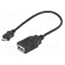 Cablu USB A soclu, USB B micro mufa, OTG, USB 2.0, lungime 0.2m, negru, ASSMANN - AK-300309-002-S