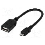 Cablu USB A soclu, USB B micro mufa, OTG, USB 2.0, lungime 0.2m, negru, LOGILINK - AA0035