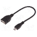Cablu USB A soclu, USB B micro mufa, OTG, USB 2.0, lungime 0.2m, negru, QOLTEC - 50404
