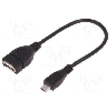 Cablu USB A soclu, USB B micro mufa, OTG, USB 2.0, lungime 0.2m, negru, QOLTEC - 50404