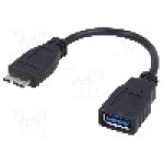 Cablu USB A soclu, USB B micro mufa, OTG, USB 3.0, lungime 0.15m, negru, AKYGA - AK-AD-30