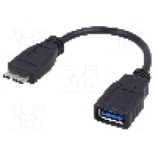 Cablu USB A soclu, USB B micro mufa, OTG, USB 3.0, lungime 0.15m, negru, AKYGA - AK-AD-30