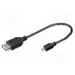 Cablu USB A soclu, USB B micro mufa, USB 2.0, lungime 0.2m, negru, Goobay - 95193