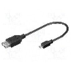 Cablu USB A soclu, USB B micro mufa, USB 2.0, lungime 0.2m, negru, Goobay - 95193