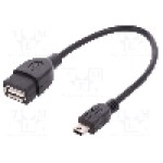Cablu USB A mama la mini USB B tata, OTG, 0.2m, negru, ASSMANN, AK-300310-002-S, T145528