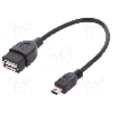 Cablu USB A mama la mini USB B tata, OTG, 0.2m, negru, ASSMANN, AK-300310-002-S, T145528