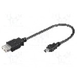 Cablu USB A soclu, USB B mini mufa, USB 2.0, lungime 0.2m, negru, Goobay - 95006