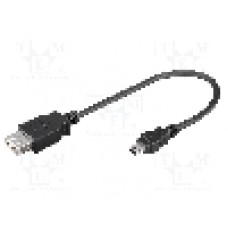 Cablu USB A soclu, USB B mini mufa, USB 2.0, lungime 0.2m, negru, Goobay - 95006