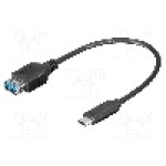 Cablu USB A soclu, USB C mufa, OTG, USB 3.0, lungime 0.2m, negru, Goobay - 67894