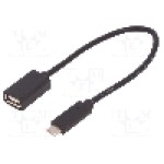 Cablu USB A soclu, USB C mufa, USB 2.0, lungime 0.25m, {{Culoare izolaţie}}, QOLTEC - 50422