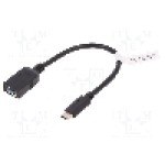 Cablu USB A soclu, USB C mufa, USB 3.0, lungime 150mm, negru, ASSMANN - AK-300315-001-S