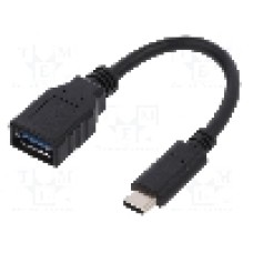 Cablu USB A soclu, USB C mufa, USB 3.0, lungime 150mm, negru, LOGILINK - CU0098