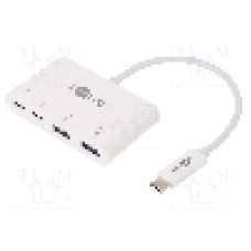 Cablu USB A soclu x2, USB C mufa, USB C Power Delivery, USB C soclu, USB 3.0, lungime 0.15m, {{Culoare izolaţie}}, Goobay - 62112